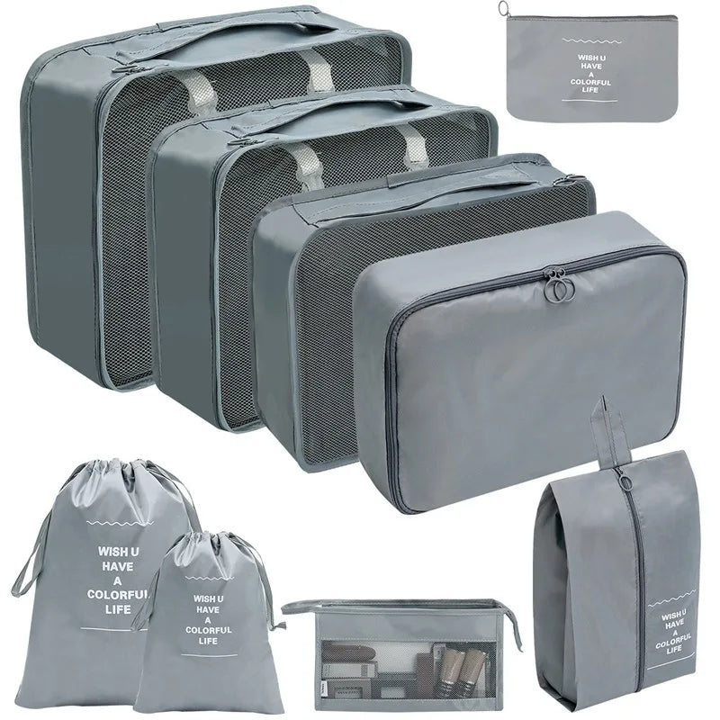 7/8/9/10 Pcs Set Travel Organizer Storage Bags Suitcase Packing Cubes Portable Luggage