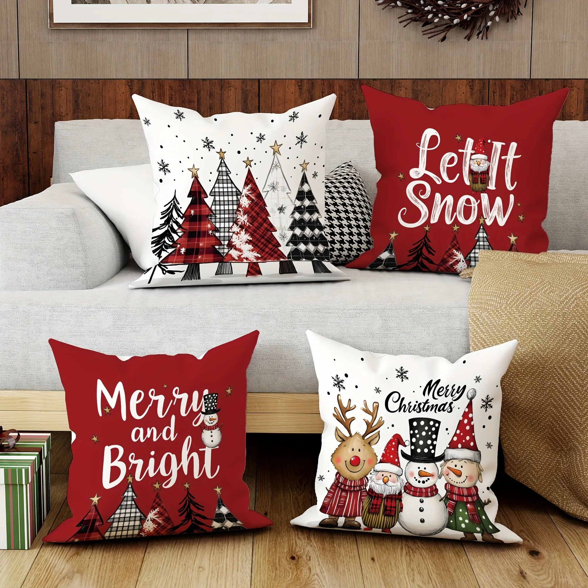 Christmas decoration pillowcase Tree pattern suitable for home room Sofa cushion cover