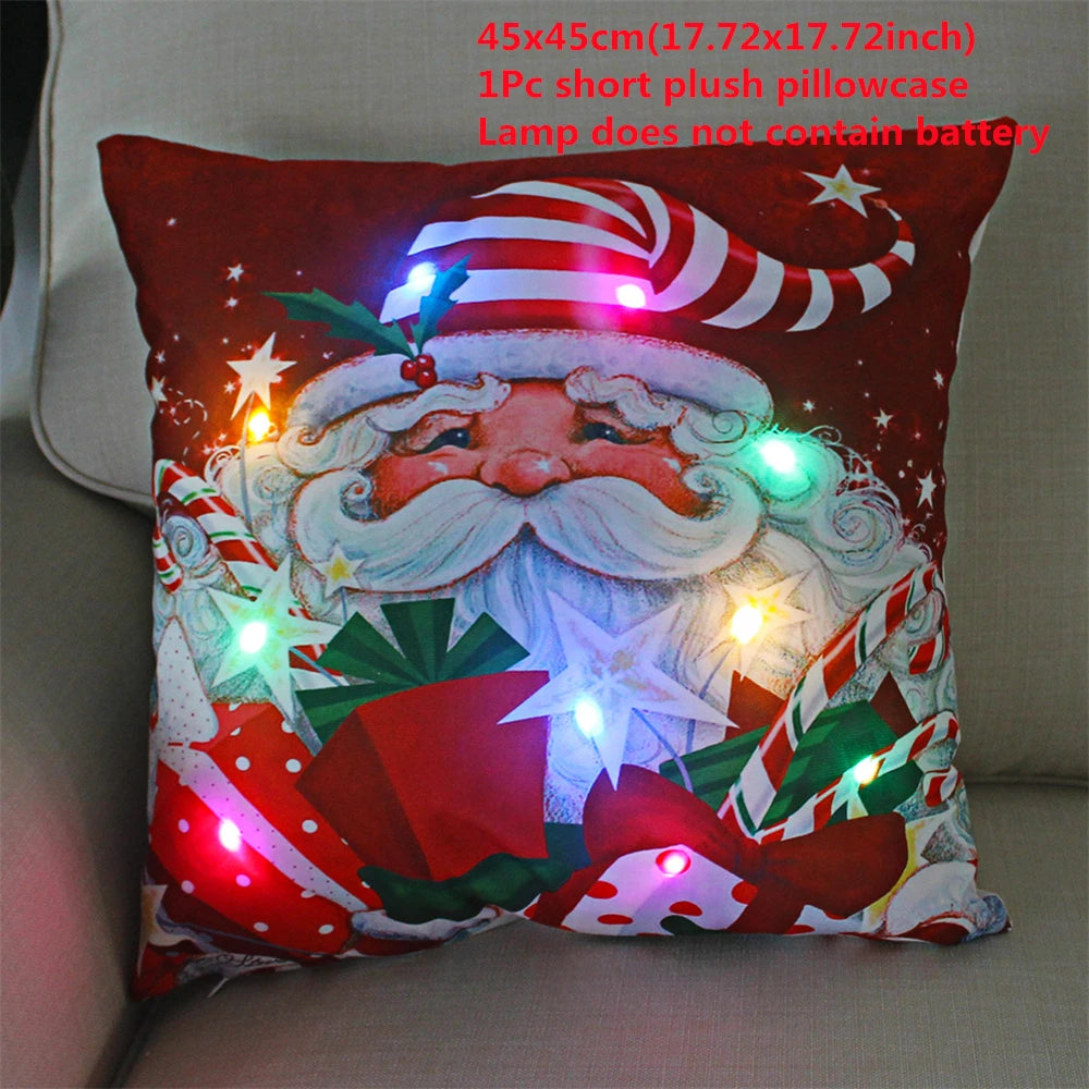 Christmas  decoration  Catted LED   pillow cover Navidad New Year Gift 45x45cm