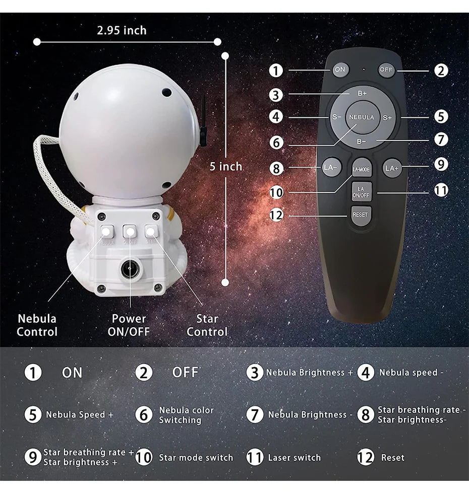 Galaxy Star Astronaut Projectorm LED Light