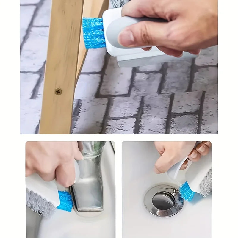 4 in 1 Brush Squeegee for Gap Groove Cleaning Tool Glass Scraper Kitchen Bathroom Floor Tire Cleaner