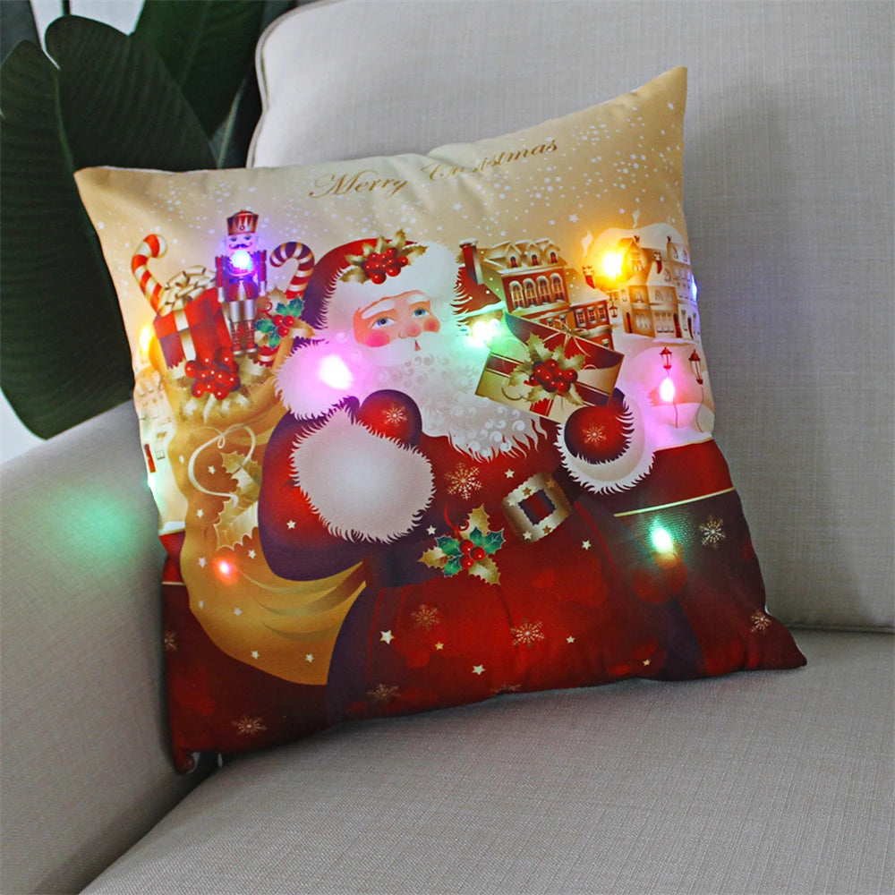 Christmas  decoration  Catted LED   pillow cover Navidad New Year Gift 45x45cm