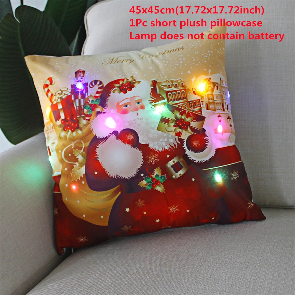 Christmas  decoration  Catted LED   pillow cover Navidad New Year Gift 45x45cm