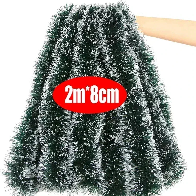 2M Christmas Ribbon Garland Green Cane Tinsel Xmas Tree Hanging Pendent Ornaments