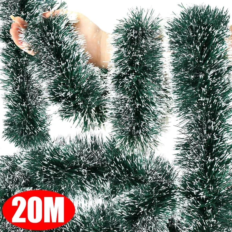 2M Christmas Ribbon Garland Green Cane Tinsel Xmas Tree Hanging Pendent Ornaments