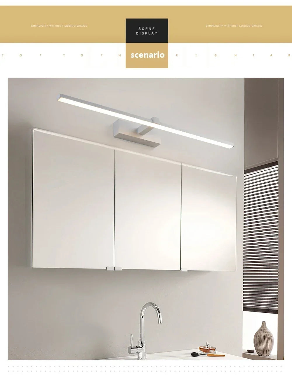 LED Bathroom Mirror Light, Modern Wall Sconce for Bedroom, Aluminum Decoration Lamp
