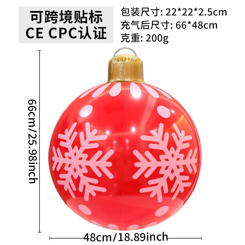 60cm Giant Luminous Inflatable Christmas Ball With No Lights Pvc Outdoor Xmas Decoration