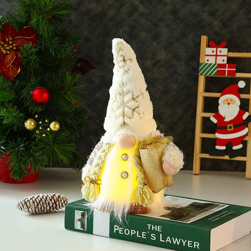 30cm Glowing Knitted Doll Couple with Led Night Light Christmas Decorations