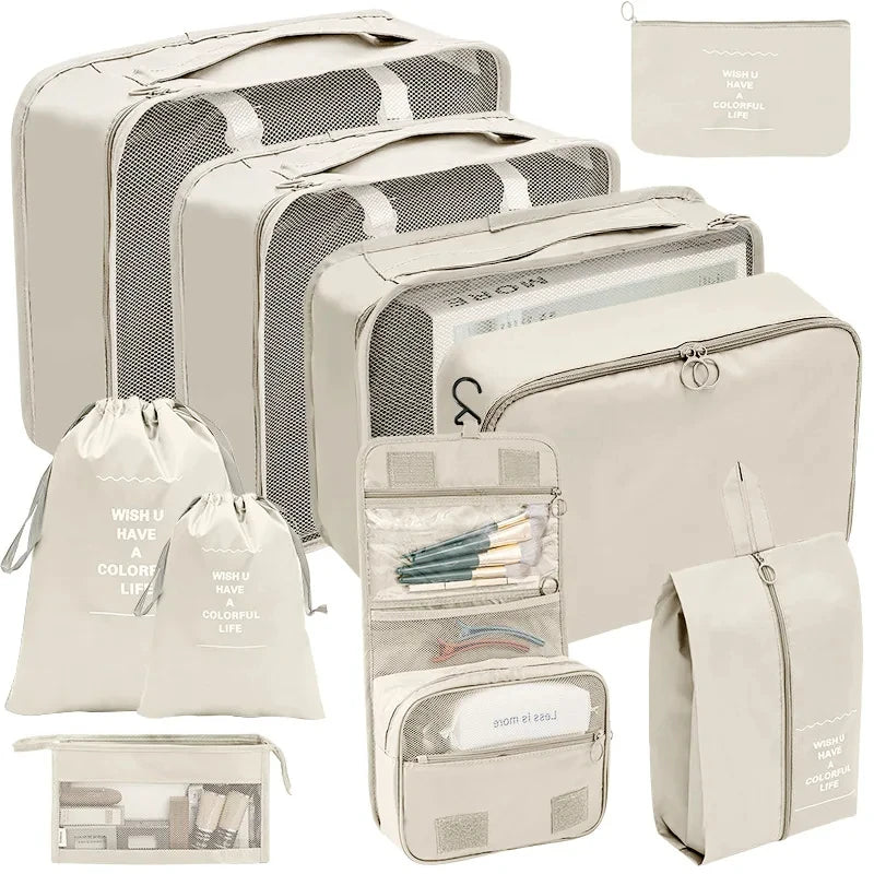 7/8/9/10 Pcs Set Travel Organizer Storage Bags Suitcase Packing Cubes Portable Luggage