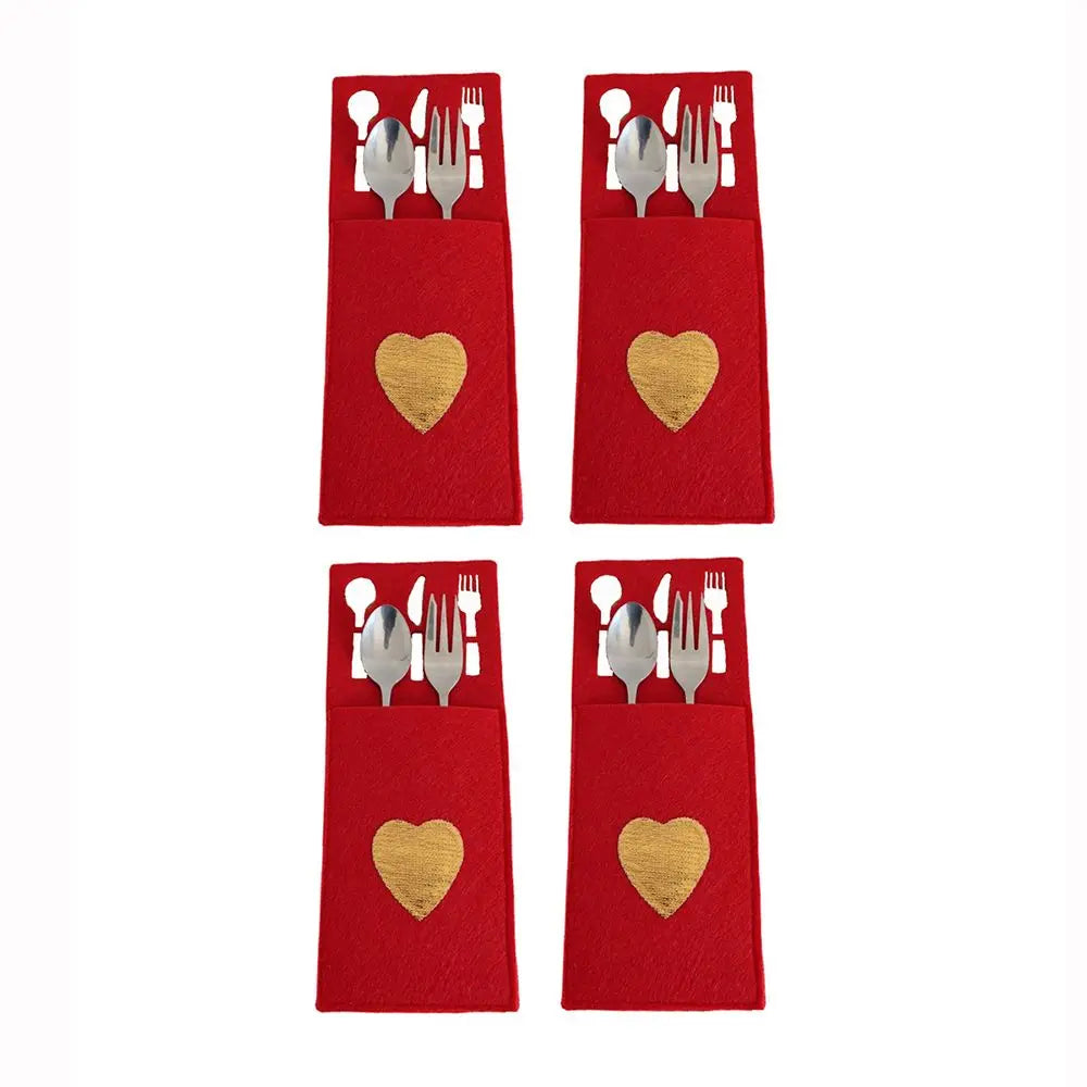 Christmas Knife and Fork Holder Pocket Cutlery Bag Non-woven fabric Cookware Organizer