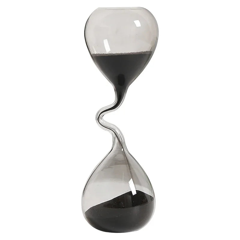 Curve Design Black Glass Craft Simple Interior Table Ornament Aesthetic Sand Clock
