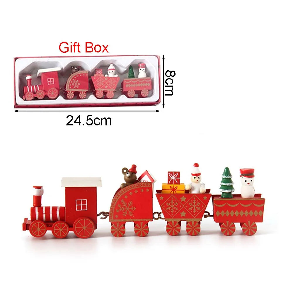 Christmas Wood Train Decoration, Ornaments With Moving Train, Home Noel