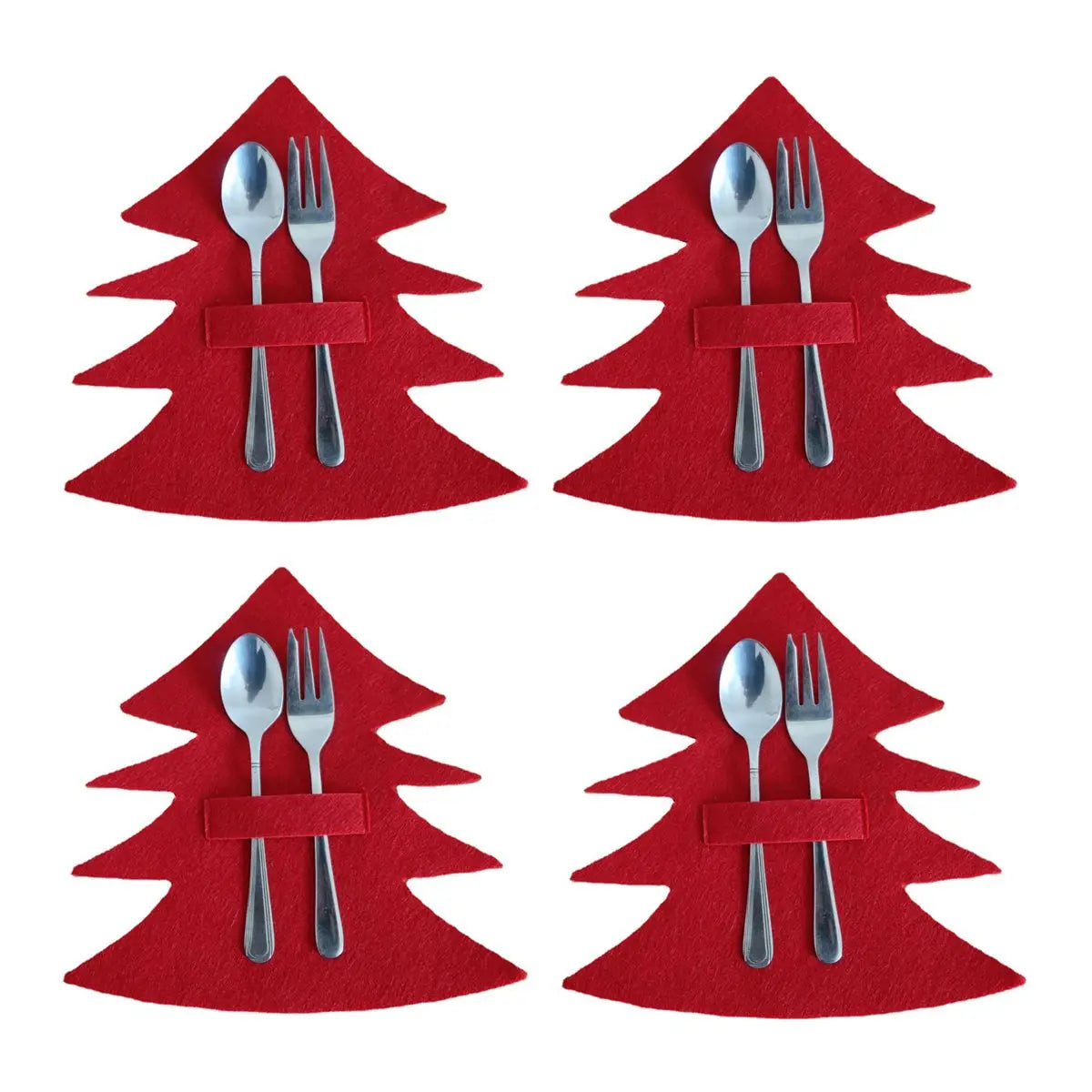 Christmas Knife and Fork Holder Pocket Cutlery Bag Non-woven fabric Cookware Organizer
