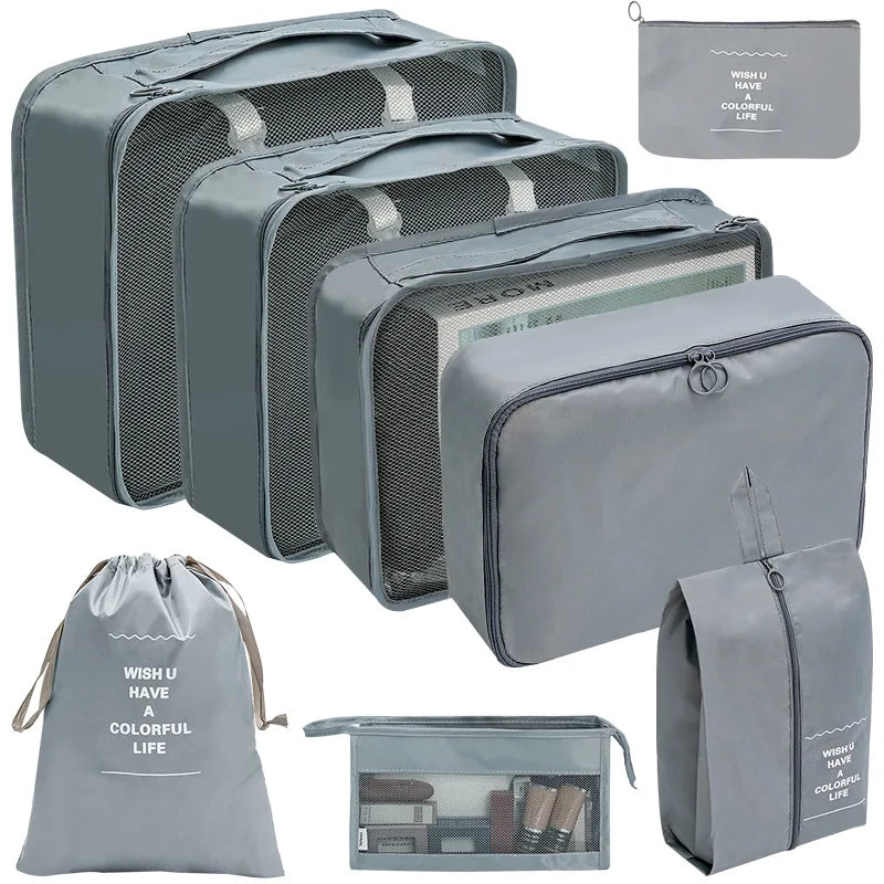 7/8/9/10 Pcs Set Travel Organizer Storage Bags Suitcase Packing Cubes Portable Luggage
