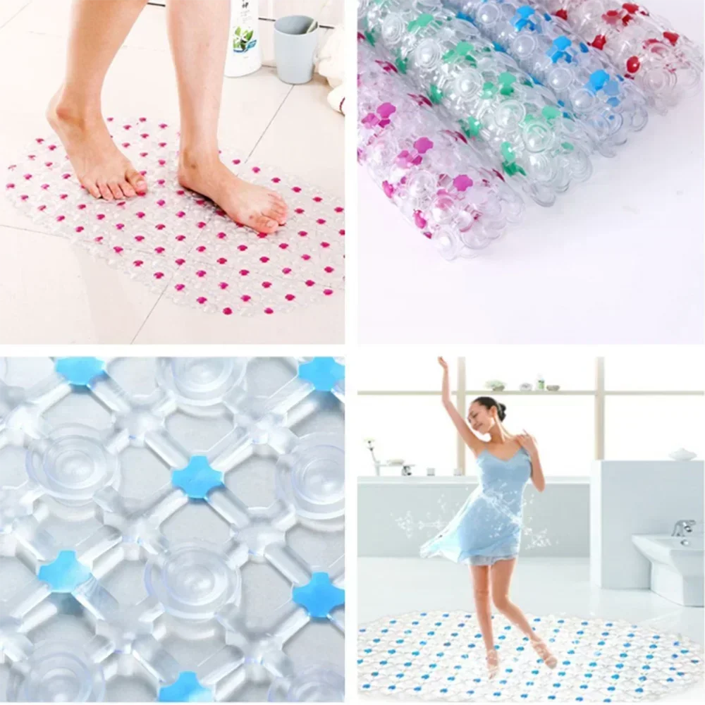 PVC Anti-slip Bath Mat with Suction Cup Soft Shower Mat Massage Bath Accessories