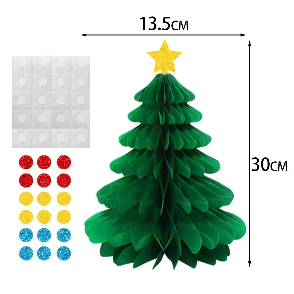 Christmas Honeycomb Ball Hanging Pendant 3D Xmas Tree Bell Hats Drop Ornaments