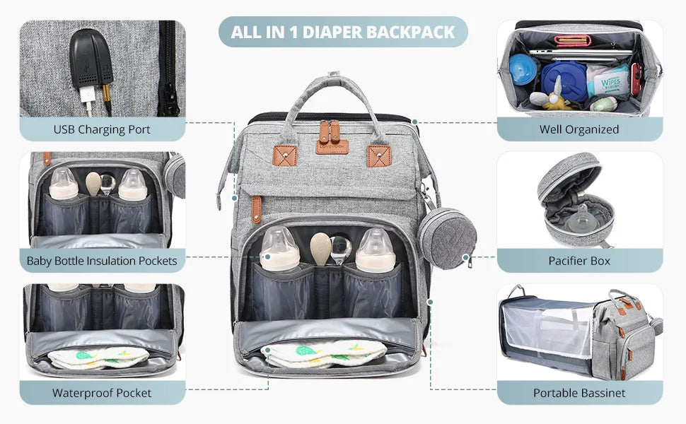 Baby Nappy Changing Station Portable Bed Travel Bassinet Waterproof Folding Crib