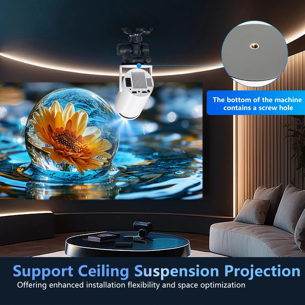 Pro + Dual Wifi 260ANSI 180°flexible BT5.0 Cinema Outdoor Portable Projector