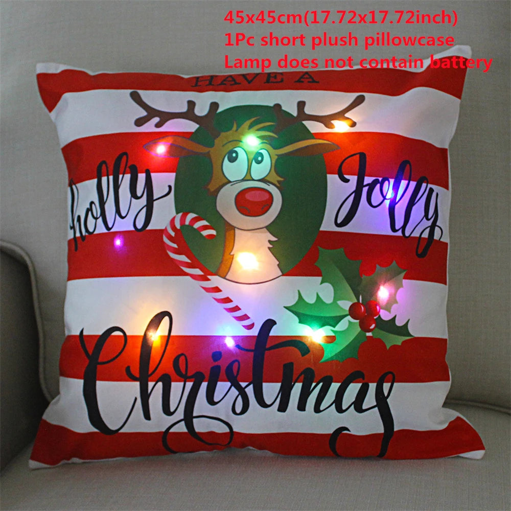 Christmas  decoration  Catted LED   pillow cover Navidad New Year Gift 45x45cm