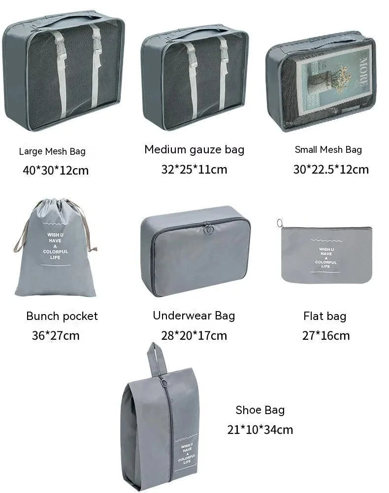 7/8/9/10 Pcs Set Travel Organizer Storage Bags Suitcase Packing Cubes Portable Luggage