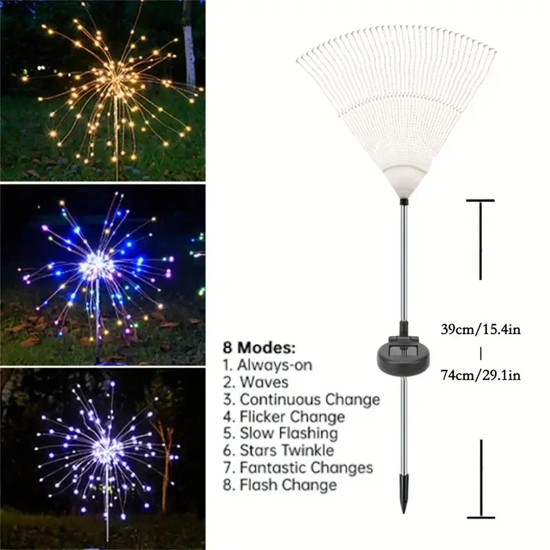 Outdoor Waterproof Solar Garden Lights 8 Lighting Modes with Remote Control