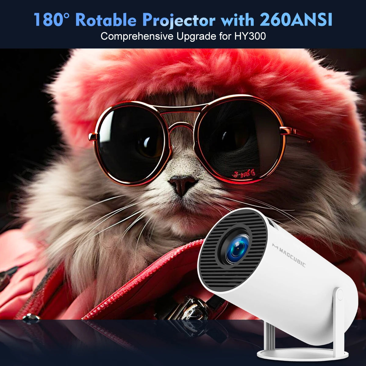 Pro + Dual Wifi 260ANSI 180°flexible BT5.0 Cinema Outdoor Portable Projector