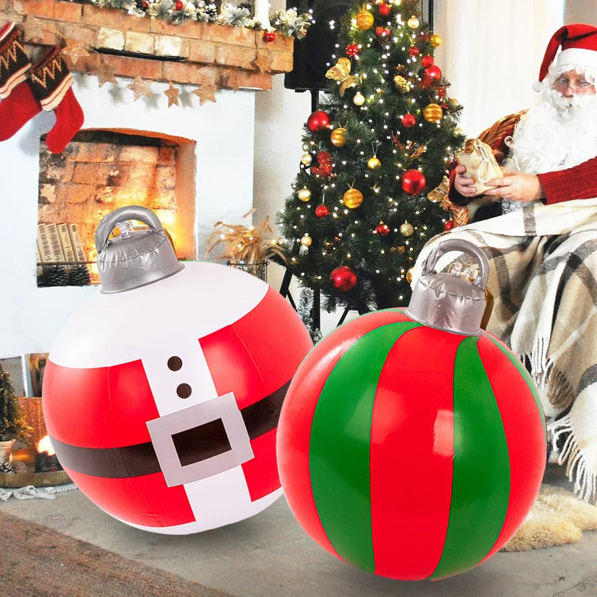 60cm Giant Luminous Inflatable Christmas Ball With No Lights Pvc Outdoor Xmas Decoration