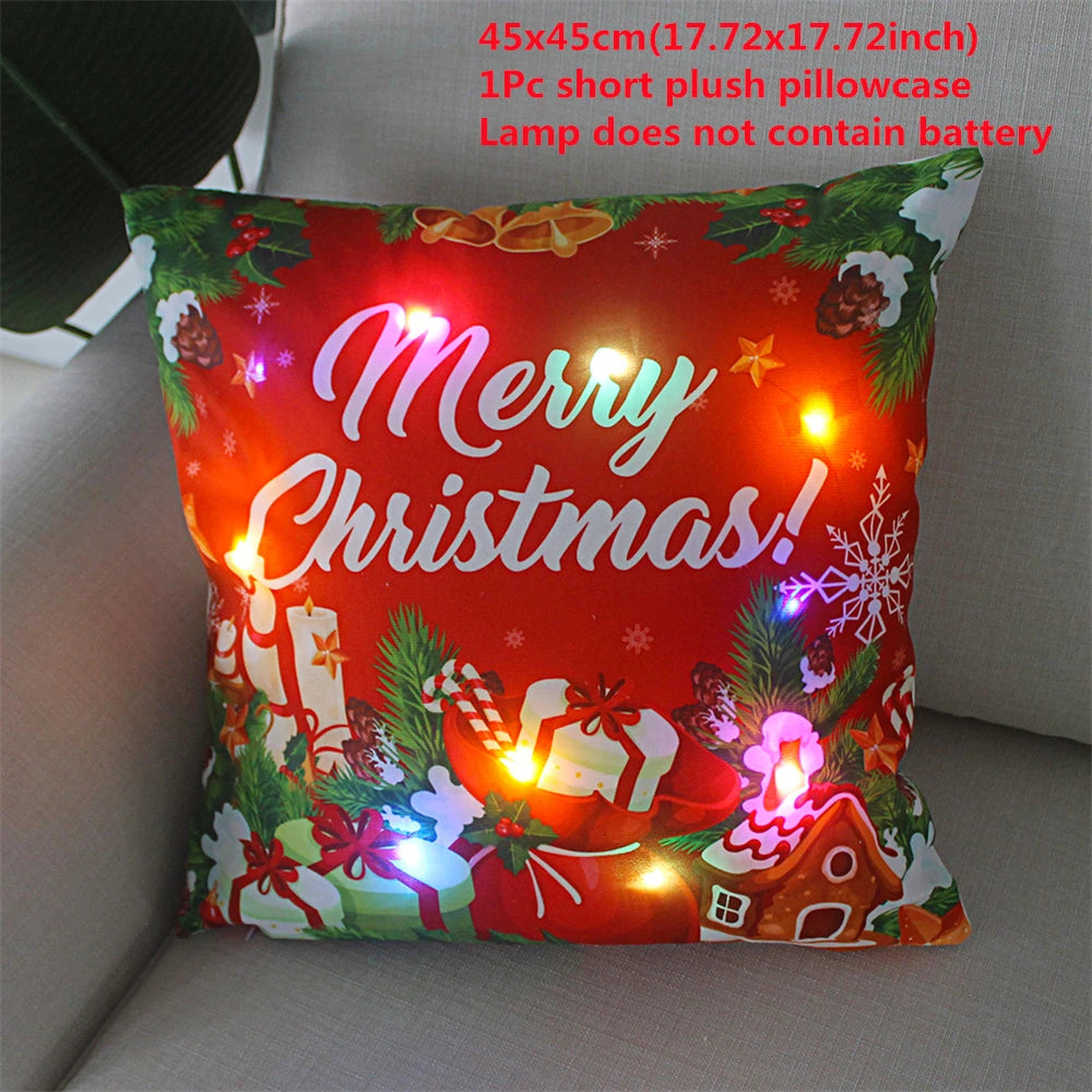 Christmas  decoration  Catted LED   pillow cover Navidad New Year Gift 45x45cm