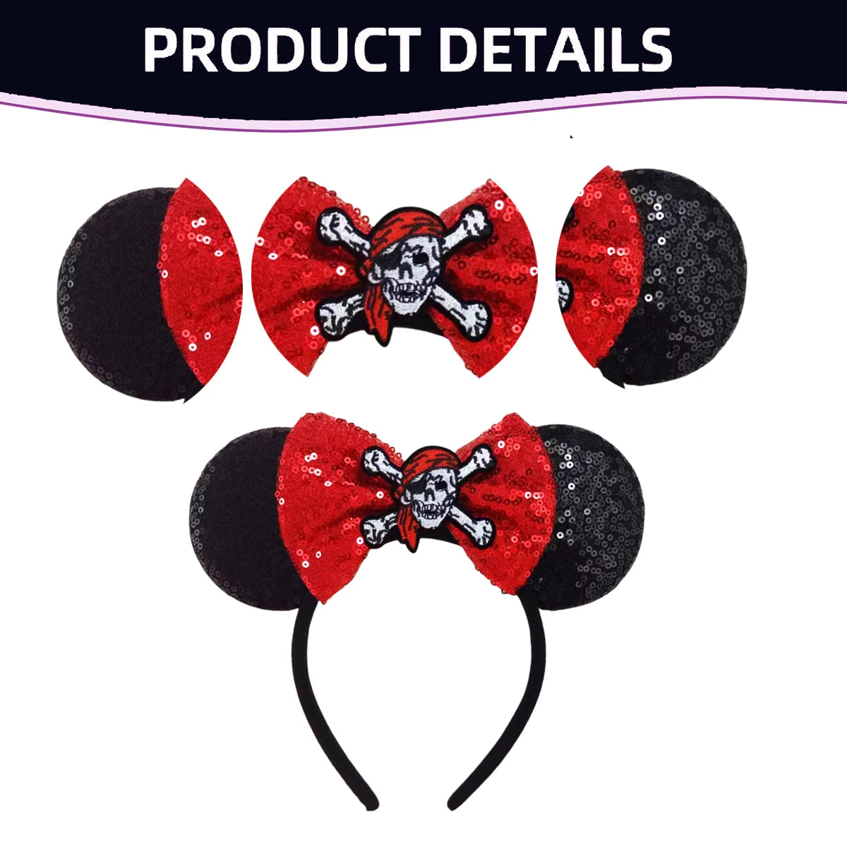 Newest Minnie Ears Headband Halloween Festival Party Sequins Bow Hair Accessories