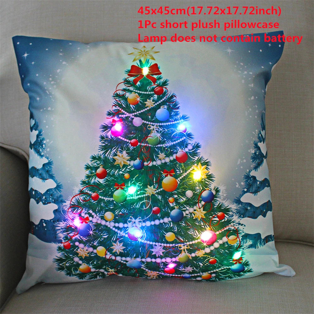 Christmas  decoration  Catted LED   pillow cover Navidad New Year Gift 45x45cm
