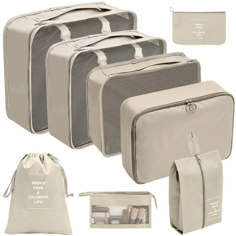 7/8/9/10 Pcs Set Travel Organizer Storage Bags Suitcase Packing Cubes Portable Luggage