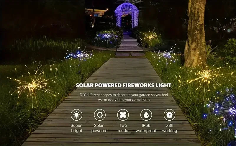 Outdoor Waterproof Solar Garden Lights 8 Lighting Modes with Remote Control