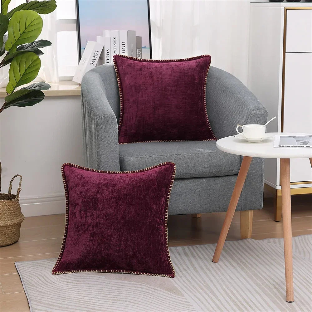 Blue Chenille Cushion Cover