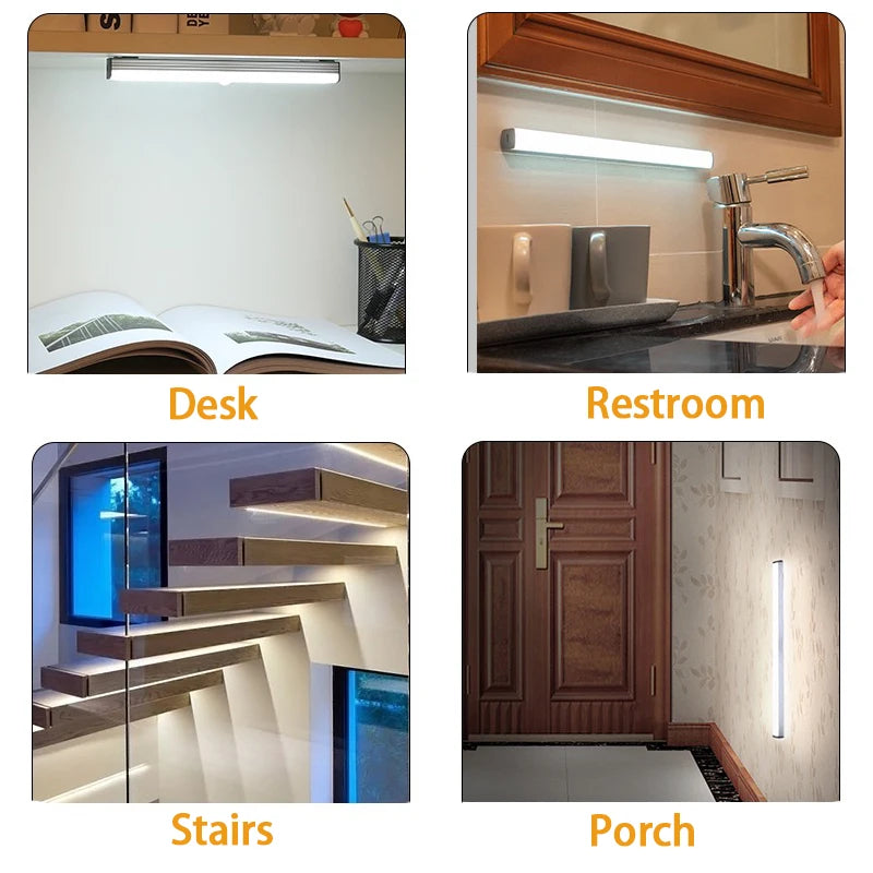 LED Motion Sensor Light Wireless Night Light Type C Rechargeable Light