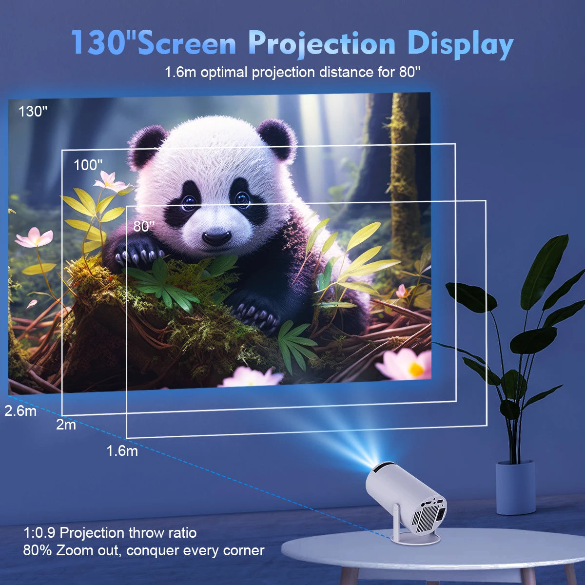 Pro + Dual Wifi 260ANSI 180°flexible BT5.0 Cinema Outdoor Portable Projector