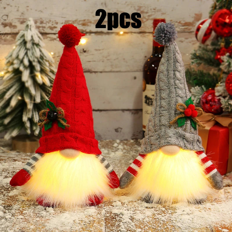 30cm Glowing Knitted Doll Couple with Led Night Light Christmas Decorations