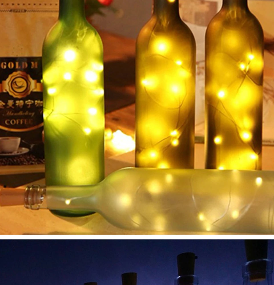 Wine Bottle Cork LED String Holiday Fairy Lights Christmas Tree Wedding Party Decor