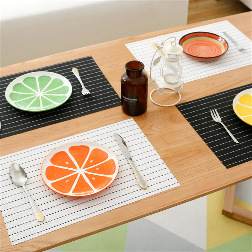 Table Mat Set Non-Slip Bowl Pad Coaster Set Washable PVC Dining Table Placemats