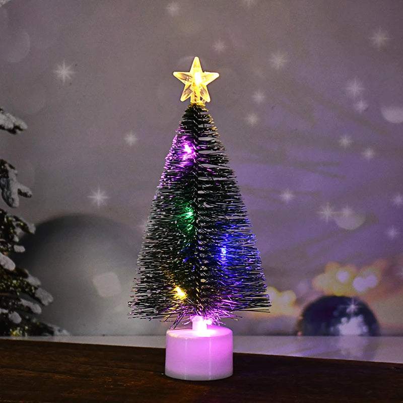 3/1pcs Luminous Christmas Tree Mini Desktop Ornaments Xmas Home Decoration