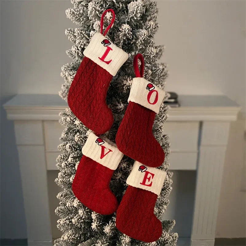 Alphabet Knitting Socks Christmas Tree Ornaments Decoration for Home