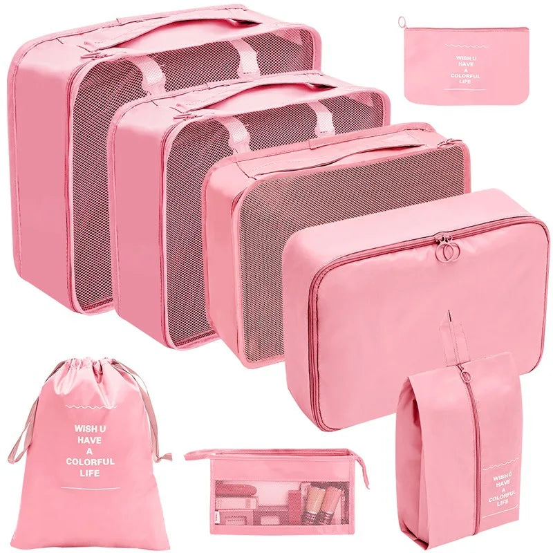 7/8/9/10 Pcs Set Travel Organizer Storage Bags Suitcase Packing Cubes Portable Luggage