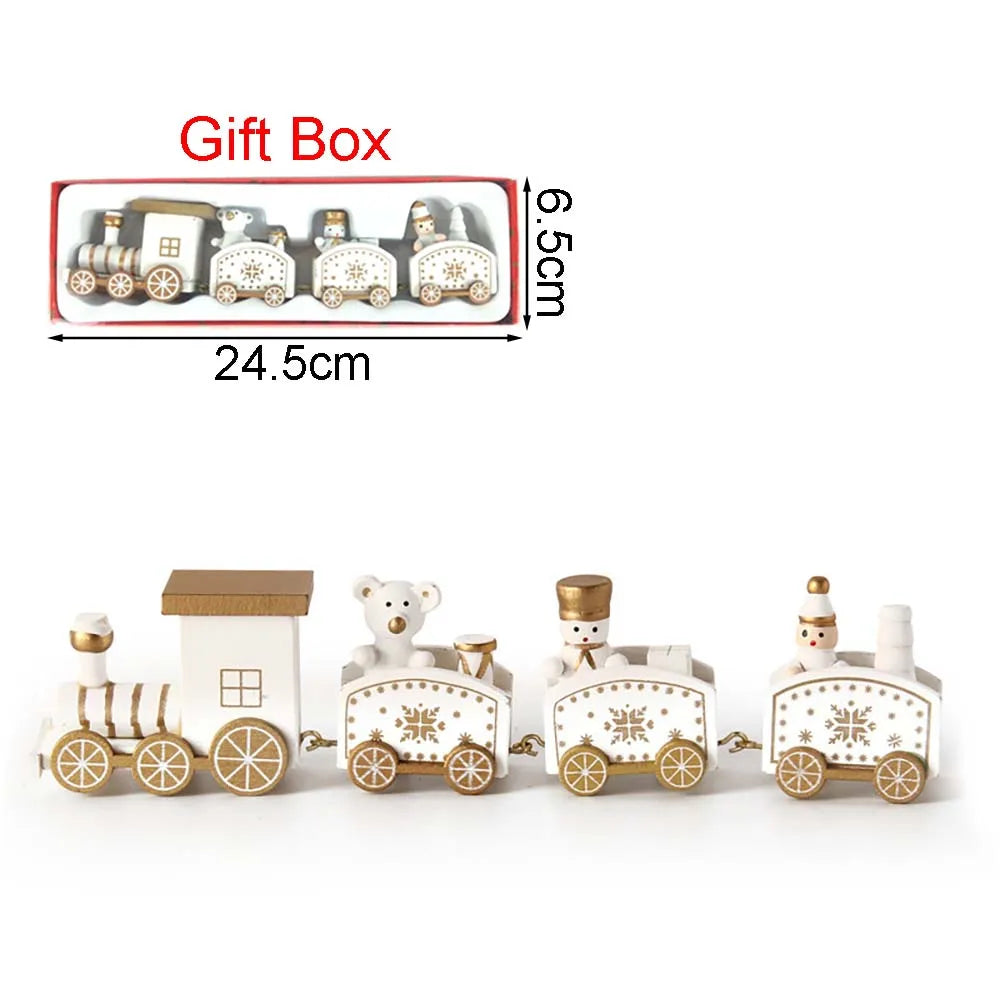 Christmas Wood Train Decoration, Ornaments With Moving Train, Home Noel