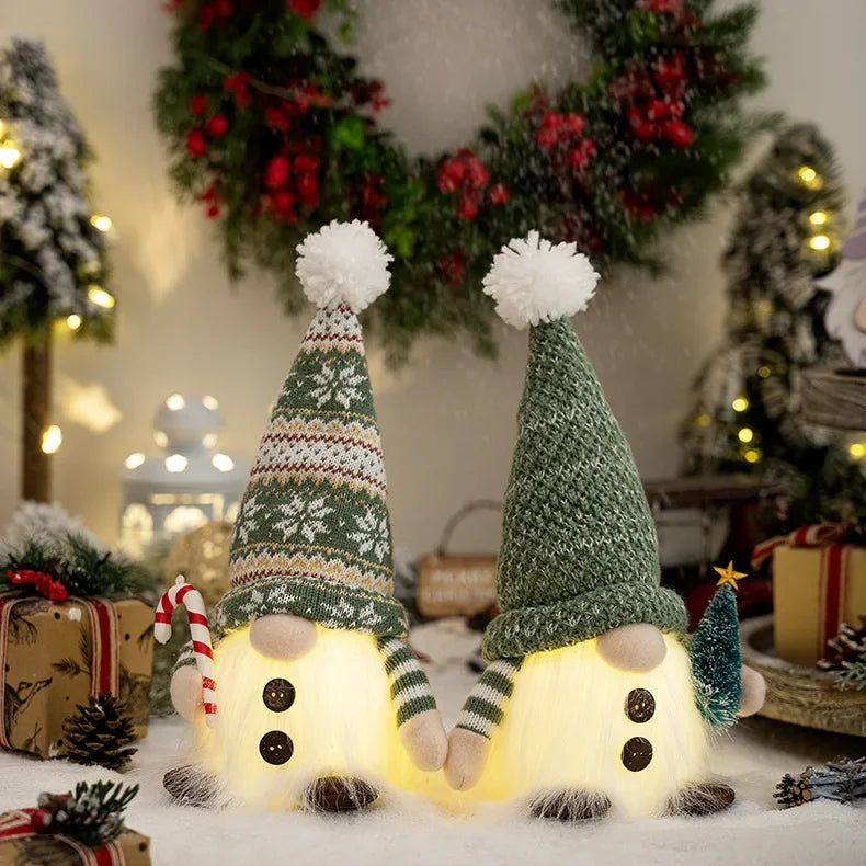 30cm Glowing Knitted Doll Couple with Led Night Light Christmas Decorations