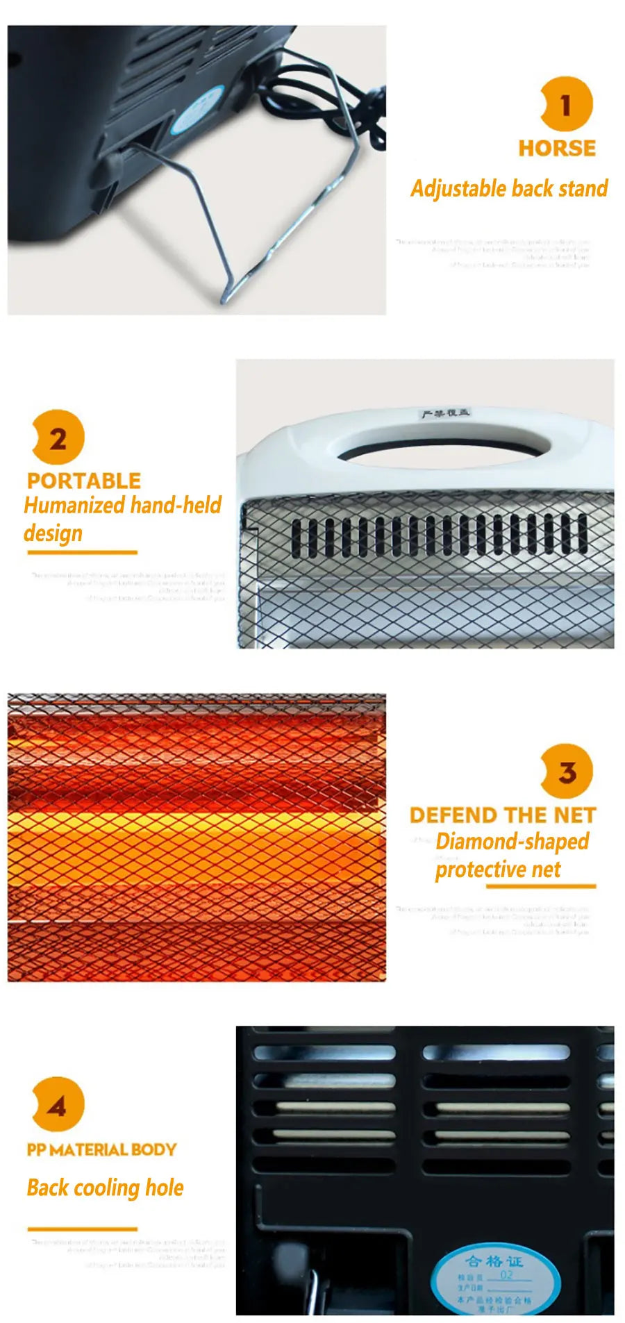 Portable Electric Heater Stove Winter Warmer Machine Furnace Thermal Heating Radiator