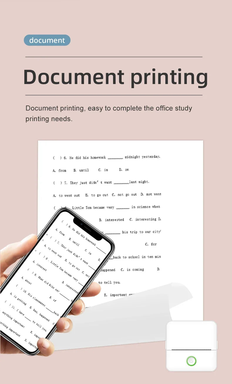 mini HD printer portable sticker label Printer Bluetooth pocket thermal printer