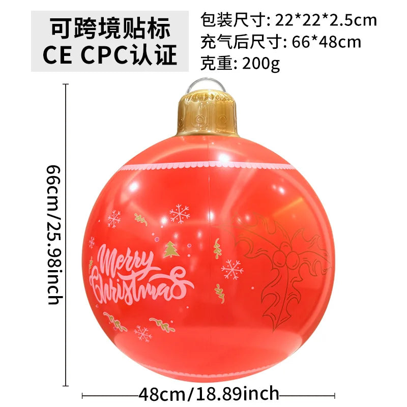 60cm Giant Luminous Inflatable Christmas Ball With No Lights Pvc Outdoor Xmas Decoration