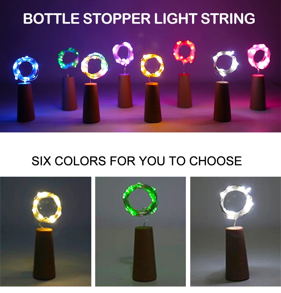 Wine Bottle Cork LED String Holiday Fairy Lights Christmas Tree Wedding Party Decor