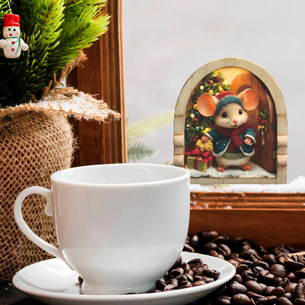 Cute Christmas Small Mouse Wall Stickers Xmas Decoration For Home Noel Navidad
