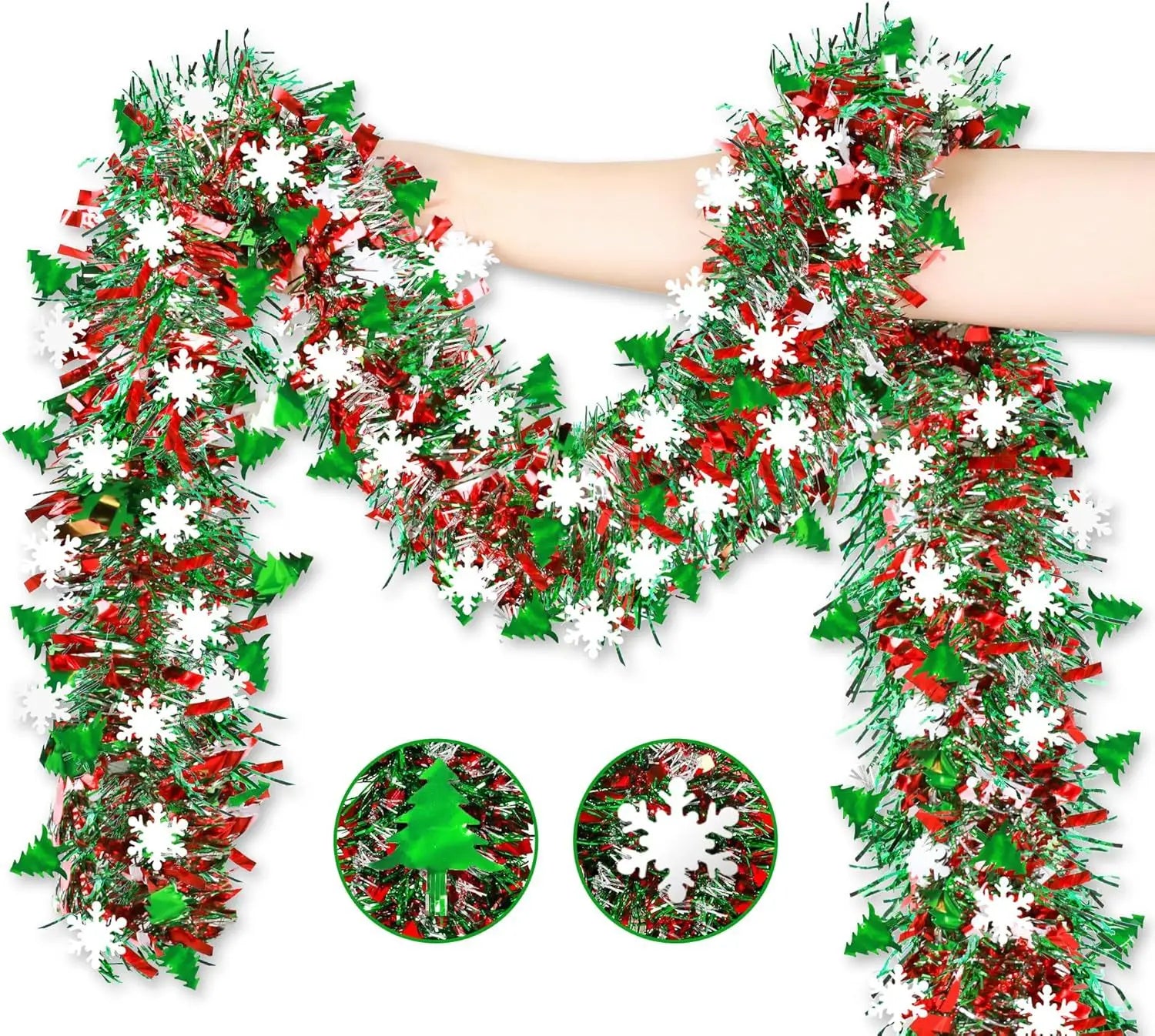 Christmas Tree Decorations Tinsel Garland Metallic Shiny Garland for Christmas Decoration