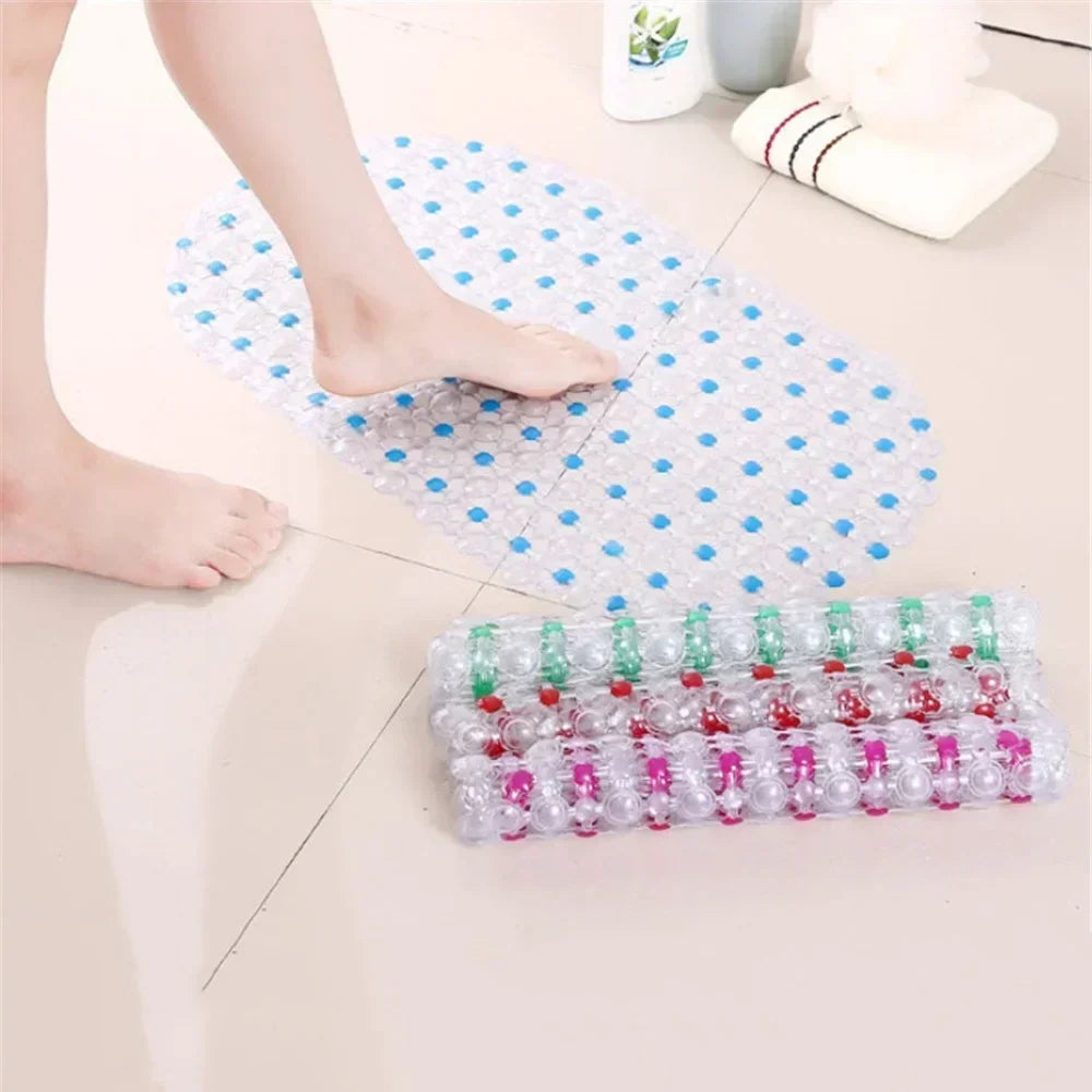 PVC Anti-slip Bath Mat with Suction Cup Soft Shower Mat Massage Bath Accessories